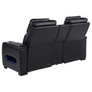 Zuma Faux Leather Dual Power Reclining LED Loveseat Black