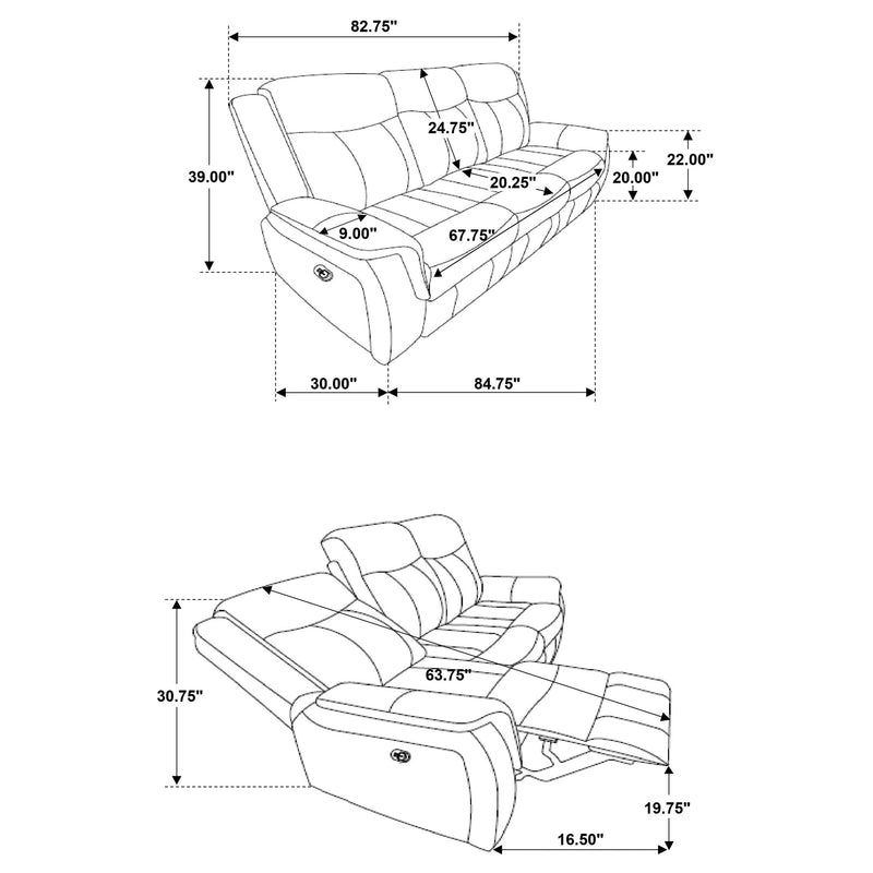 Lawrence  Upholstered Reclining Sofa Set Charcoal