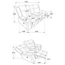 Lawrence Upholstered Padded Arm Reclining Loveseat Charcoal