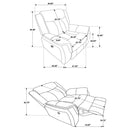 Lawrence Upholstered Padded Arm Glider Recliner Charcoal