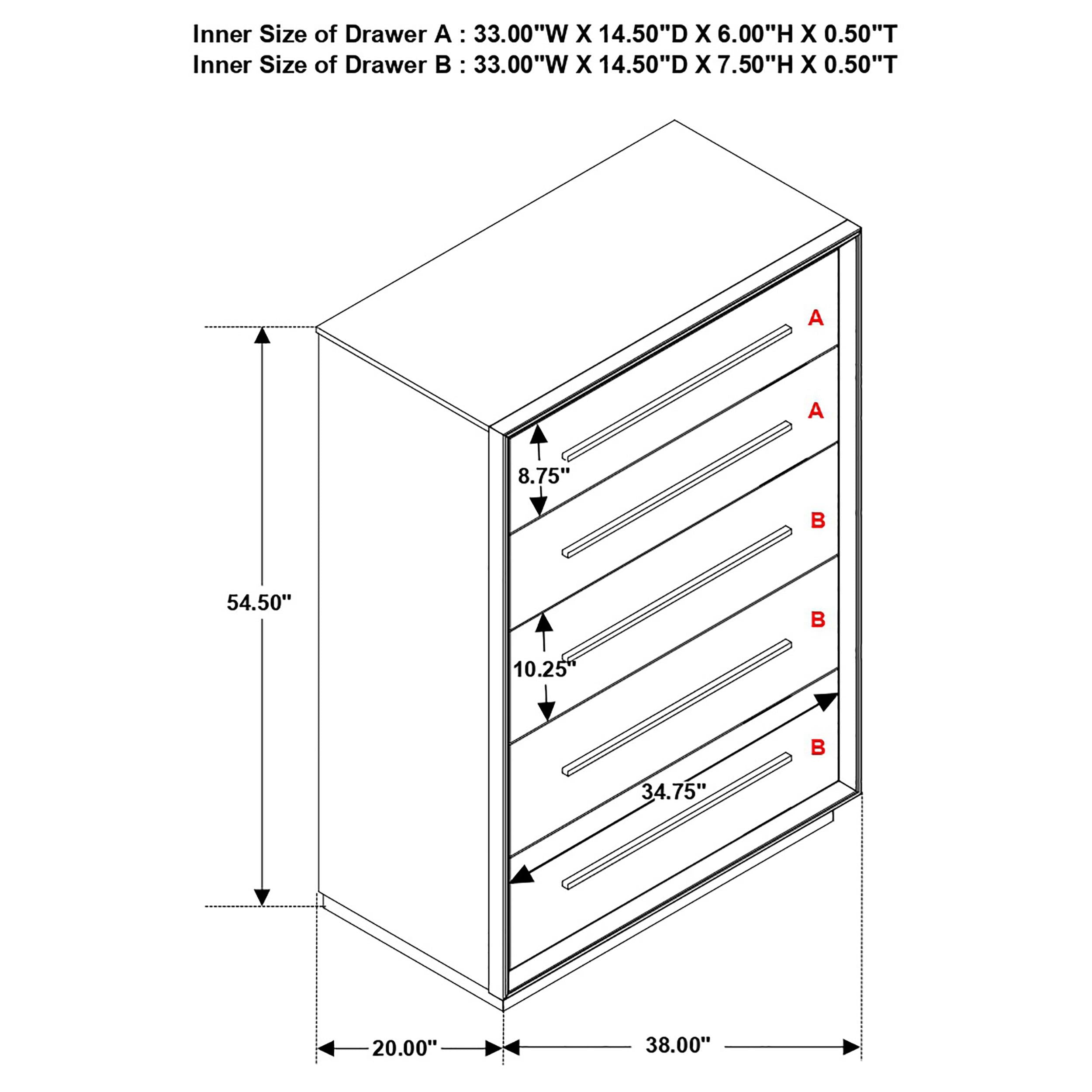 Diamond Modern Furniture COA Luddington 5-Drawer Chest 223265 IMAGE 10