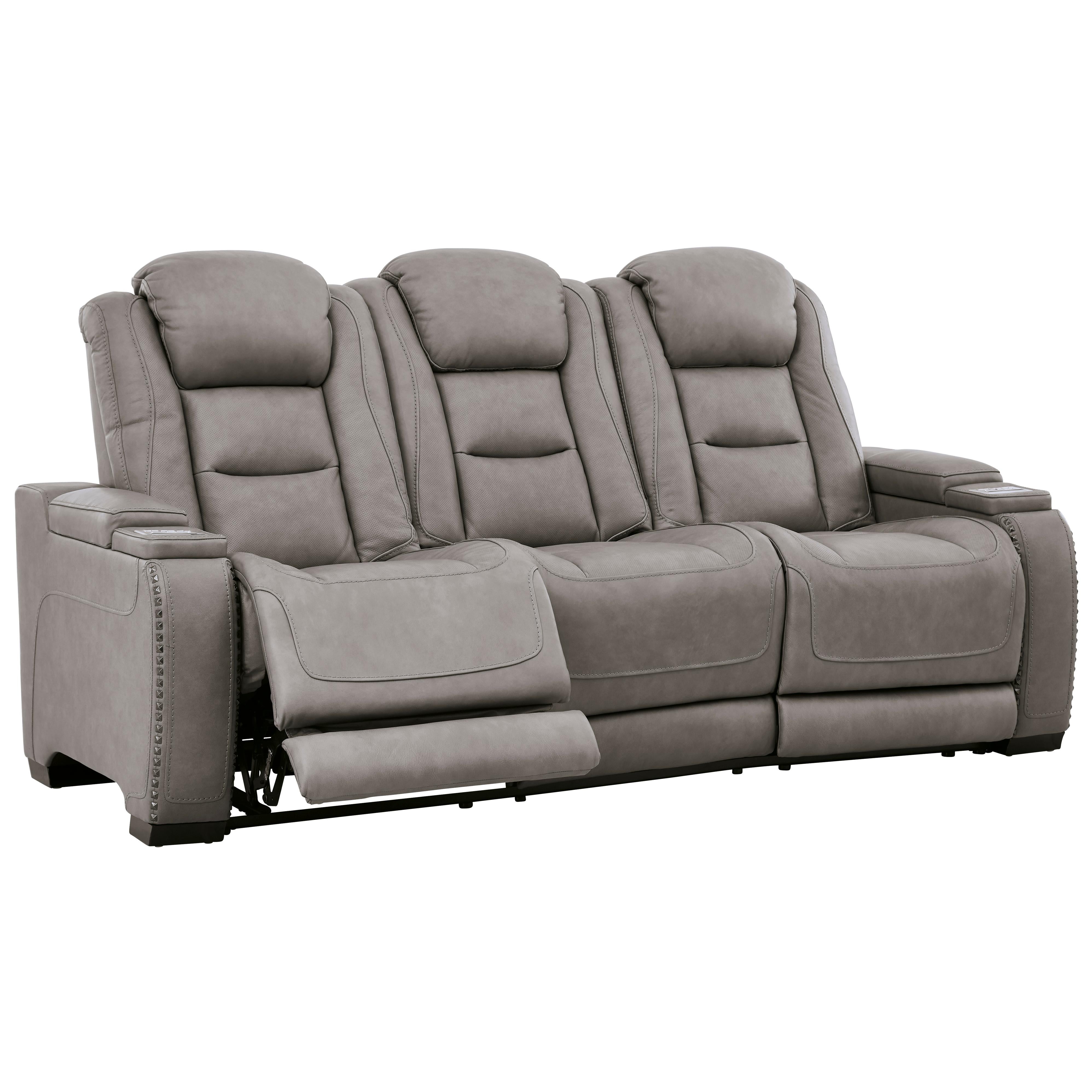Signature Design by Ashley The Man-Den Power Reclining Leather Match Sofa U8530515 IMAGE 2