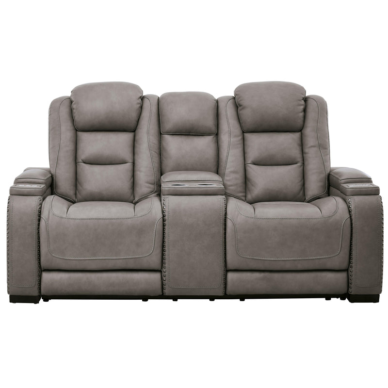 Signature Design by Ashley The Man-Den Power Reclining Leather Match Loveseat with Console U8530518 IMAGE 3