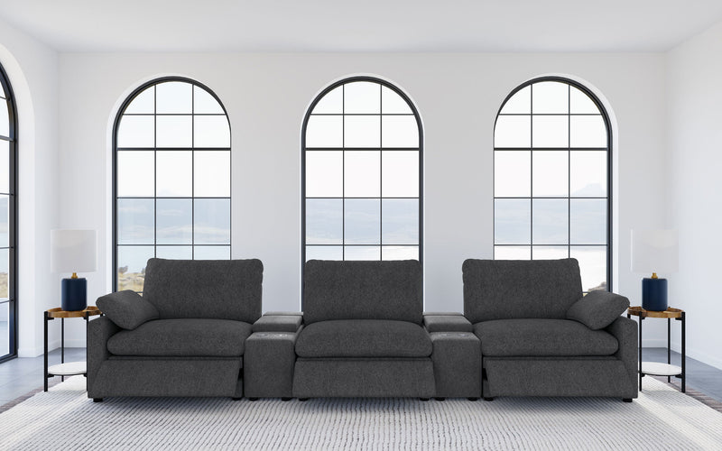 Collins  Power Reclining Home Theater Seating Dark Grey