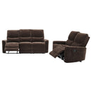 Navarro Upholstered Reclining Sofa Set Dark Brown