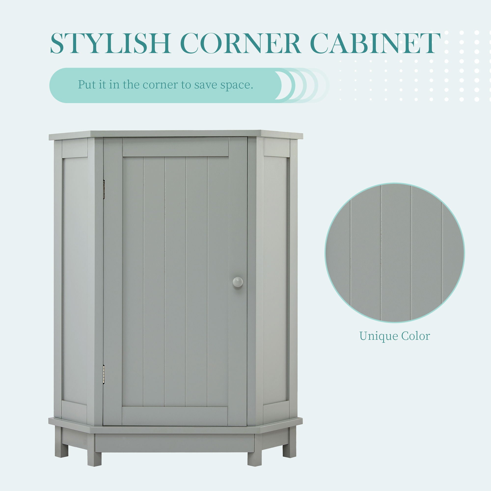 Bathroom Cabinet Triangle Corner Storage Cabinet With Adjustable Shelf Modern Style