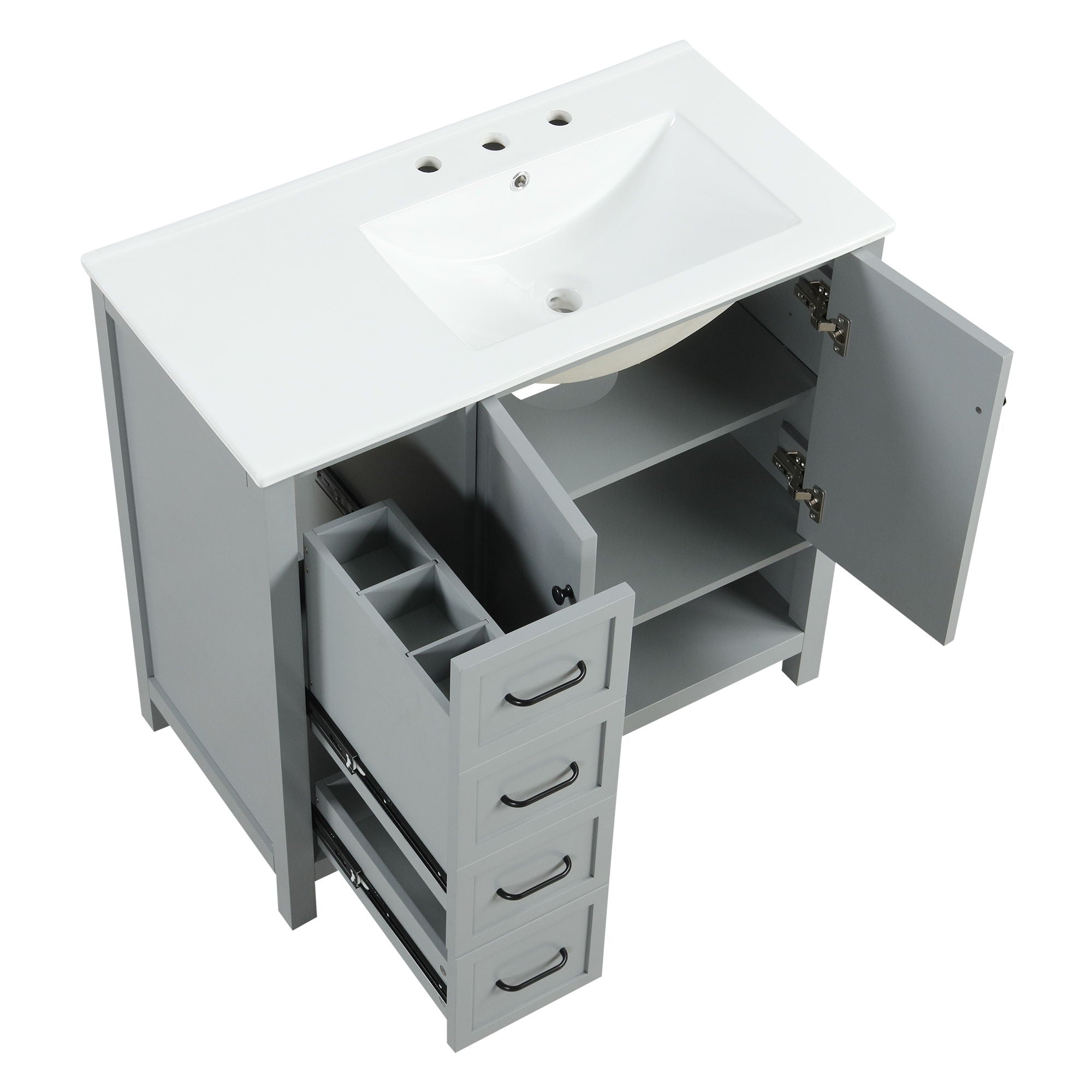Modern Bathroom Vanity With Sink Top, 2 Doors And 2 Drawers