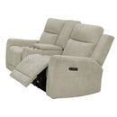 Kennett Chenille Upholstered Power Reclining Loveseat Ivory