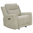 Kennett Chenille Upholstered Power Recliner Chair Ivory