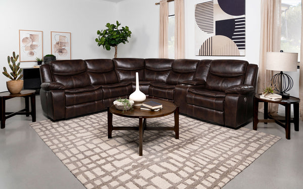Sycamore Upholstered Power Reclining Sectional Sofa Grey