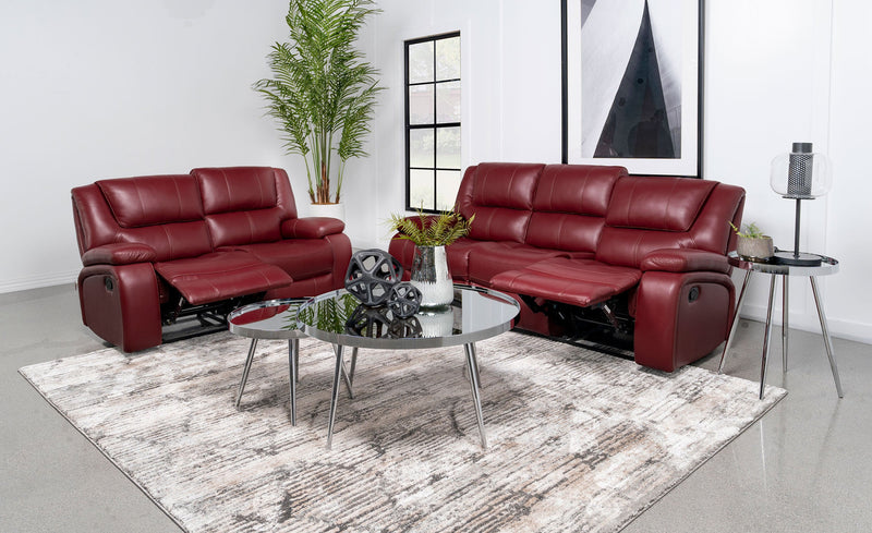 Camila  Upholstered Motion Reclining Sofa Set Black