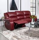 Camila Upholstered Motion Reclining Sofa Black