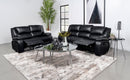 Camila  Upholstered Motion Reclining Sofa Set Black