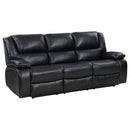 Camila  Upholstered Motion Reclining Sofa Set Black
