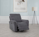 Adler Upholstered Power Swivel Glider Recliner