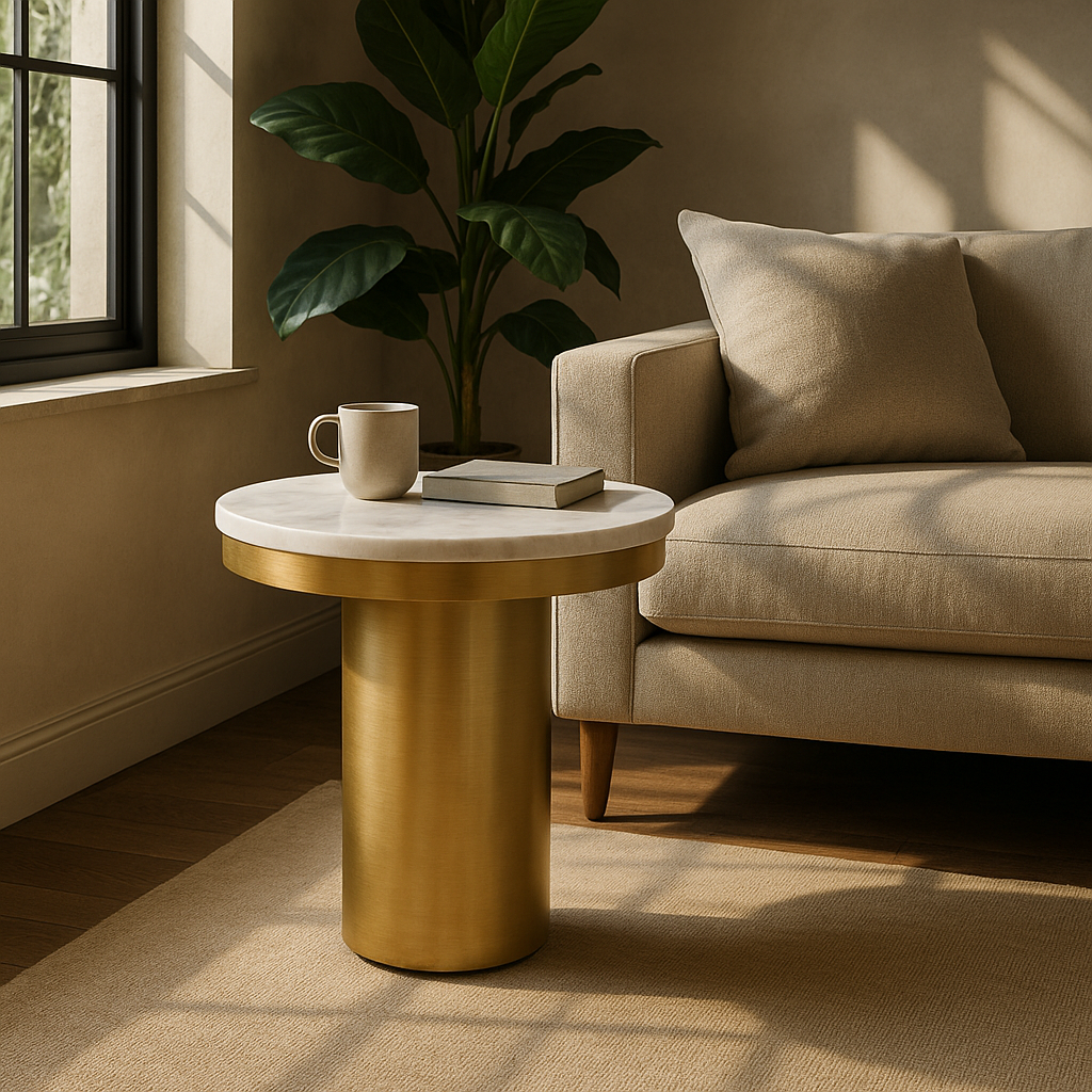 Modrest Rocky - Glam White & Gold End Table