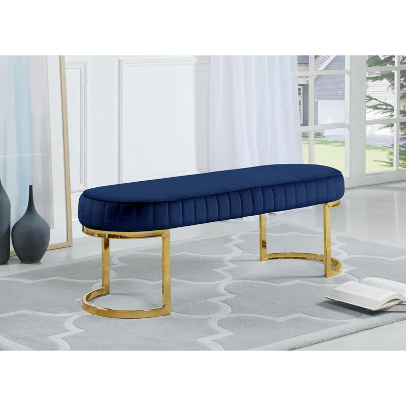 Meridian Lemar Navy Velvet Bench IMAGE 2