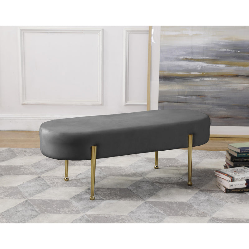 Meridian Gia Grey Velvet Bench IMAGE 2