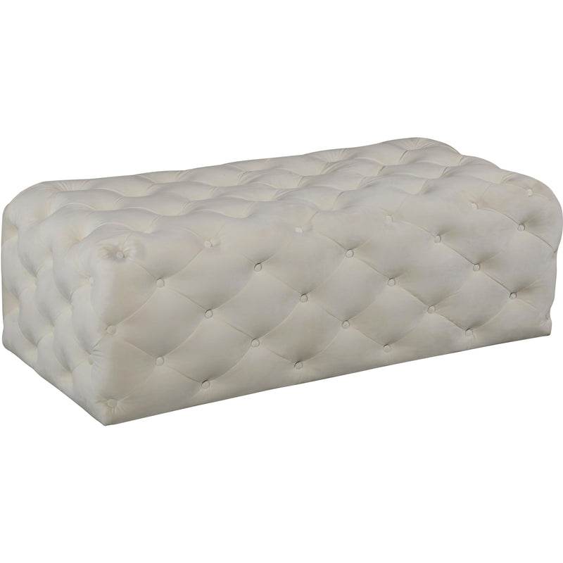 Meridian Casey Cream Velvet Ottoman/Bench IMAGE 1