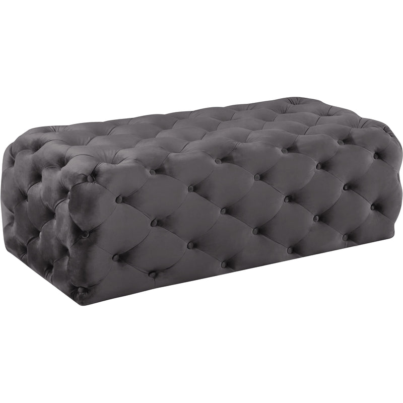 Meridian Casey Grey Velvet Ottoman/Bench IMAGE 1