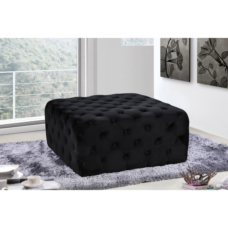 Meridian Ariel Black Velvet Ottoman/Bench IMAGE 2