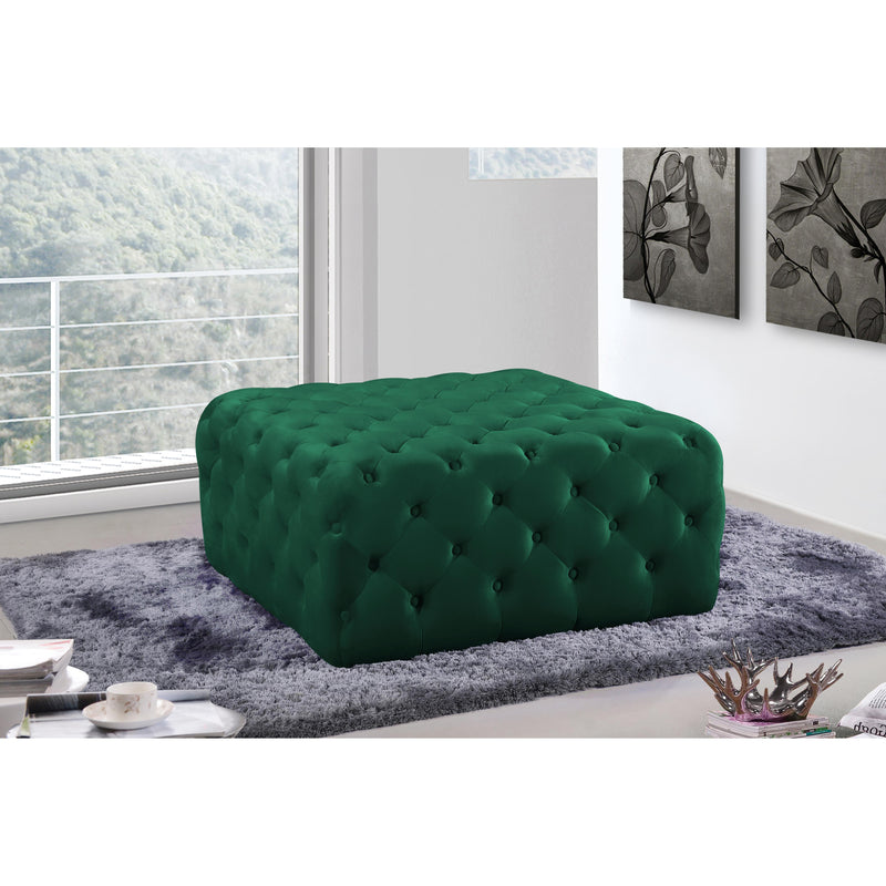 Meridian Ariel Green Velvet Ottoman/Bench IMAGE 2