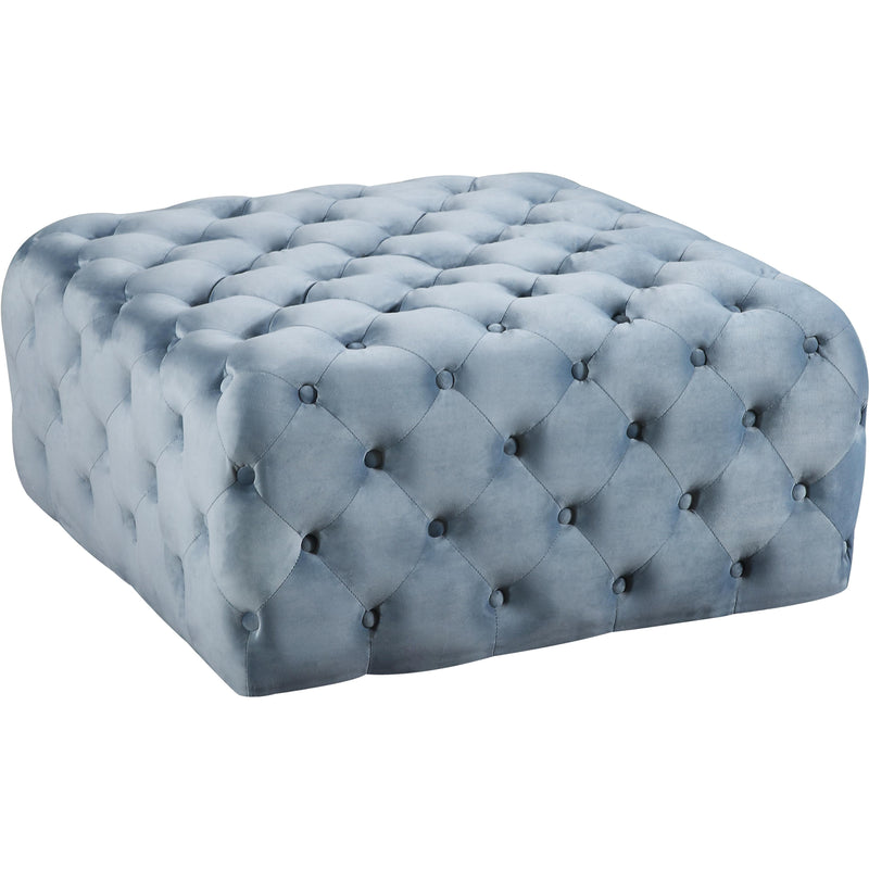 Meridian Ariel Sky Blue Velvet Ottoman/Bench IMAGE 1