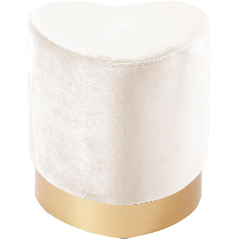 Meridian Heart Cream Velvet Ottoman/Stool IMAGE 1