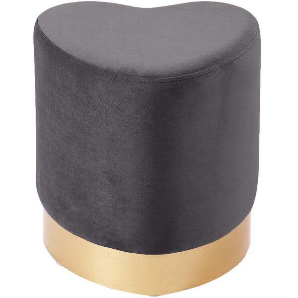 Meridian Heart Grey Velvet Ottoman/Stool IMAGE 1