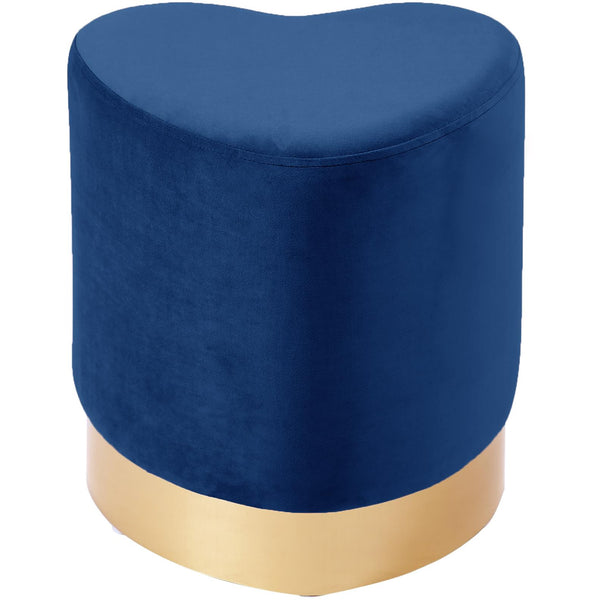 Meridian Heart Navy Velvet Ottoman/Stool IMAGE 1