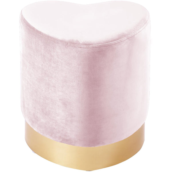 Meridian Heart Pink Velvet Ottoman/Stool IMAGE 1