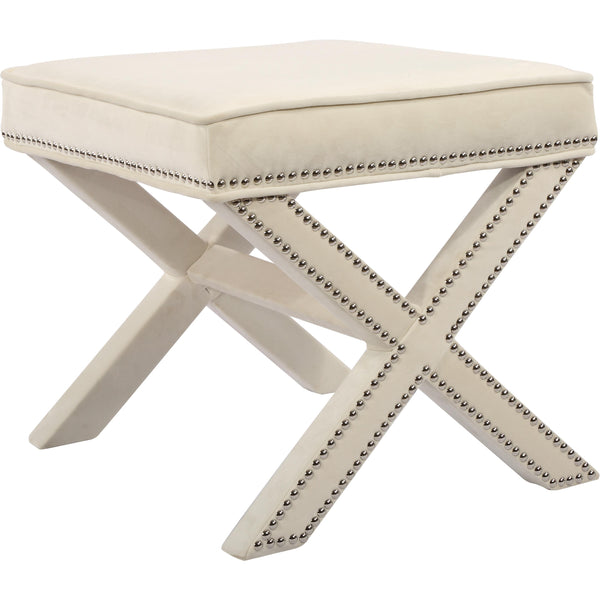 Meridian Nixon Cream Velvet Ottoman/Bench IMAGE 1