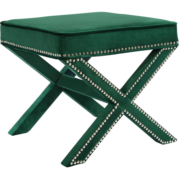 Meridian Nixon Green Velvet Ottoman/Bench IMAGE 1