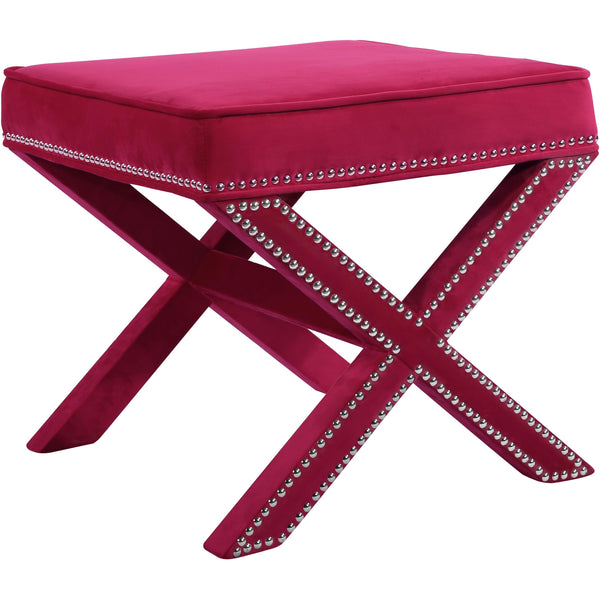 Meridian Nixon Pink Velvet Ottoman/Bench IMAGE 1