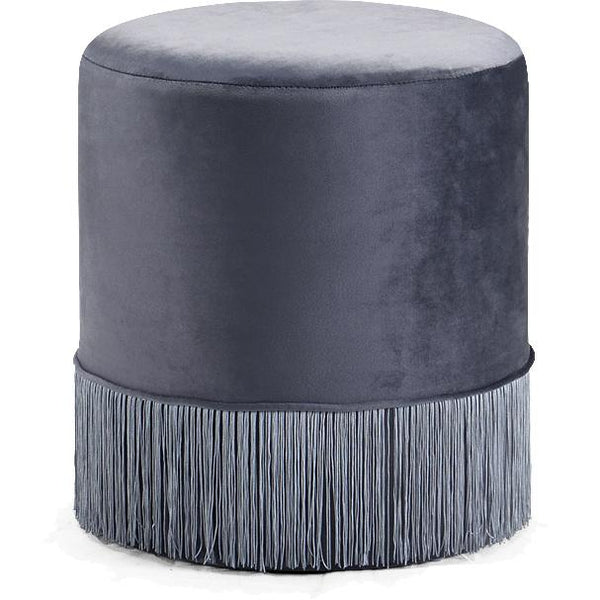 Meridian Teddy Grey Velvet Ottoman/Stool IMAGE 1