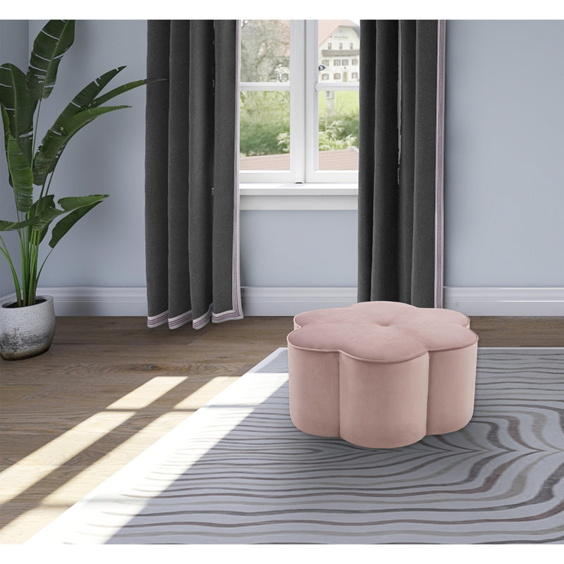 Meridian Daisy Pink Velvet Ottoman IMAGE 3