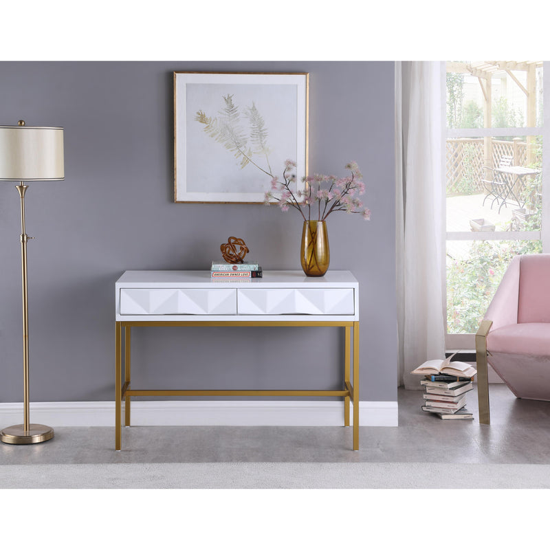 Meridian Pandora White Laquer with Gold Console Table IMAGE 4