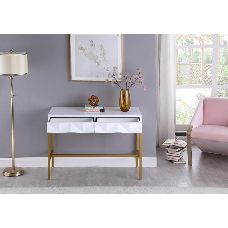 Meridian Pandora White Laquer with Gold Console Table IMAGE 5