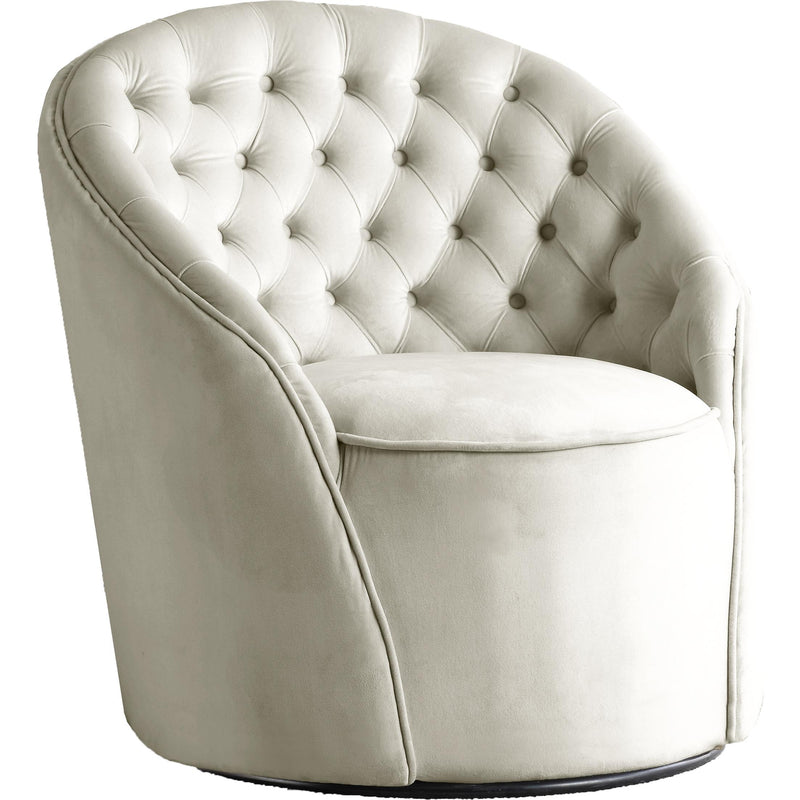 Meridian Alessio Cream Velvet Accent Chair IMAGE 1