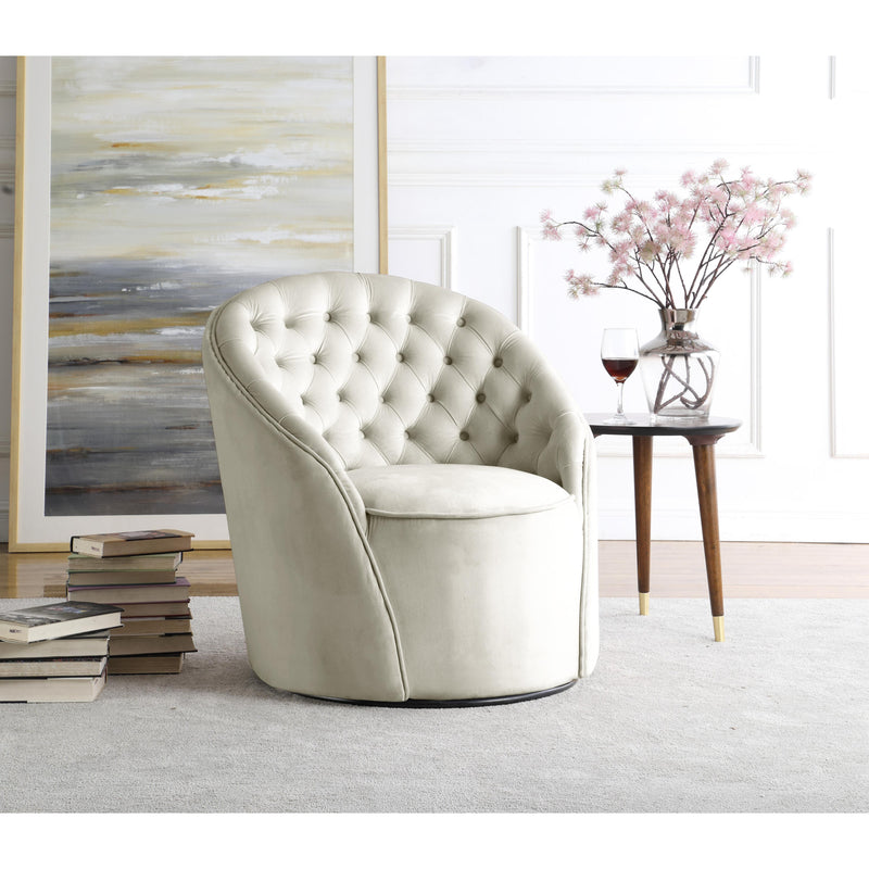 Meridian Alessio Cream Velvet Accent Chair IMAGE 5