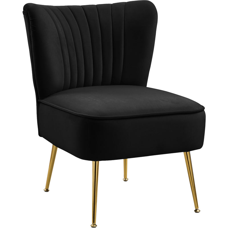 Meridian Tess Black Velvet Accent Chair IMAGE 1