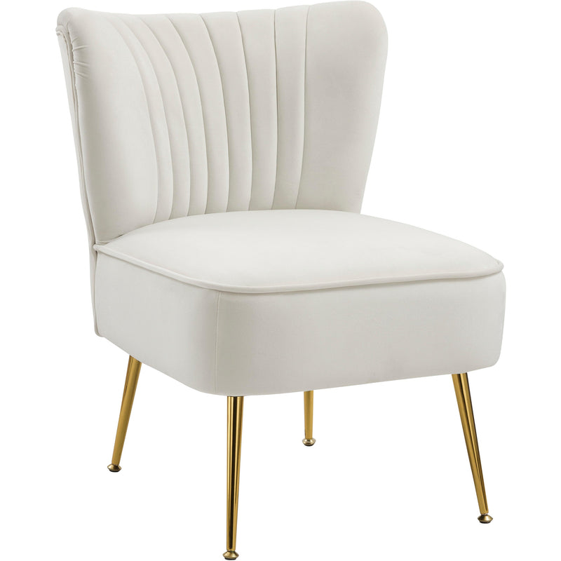 Meridian Tess Cream Velvet Accent Chair IMAGE 1