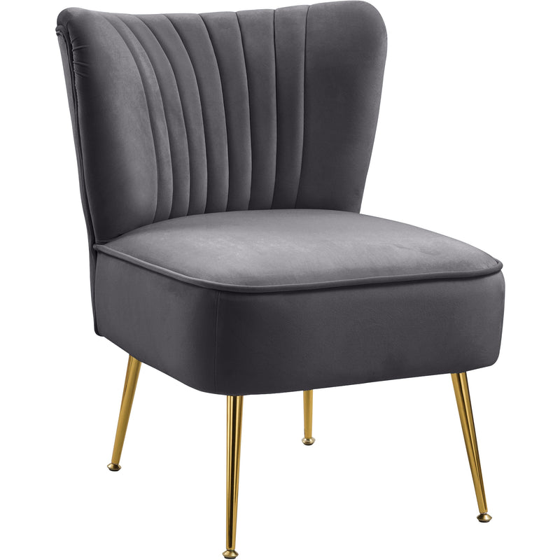 Meridian Tess Grey Velvet Accent Chair IMAGE 1