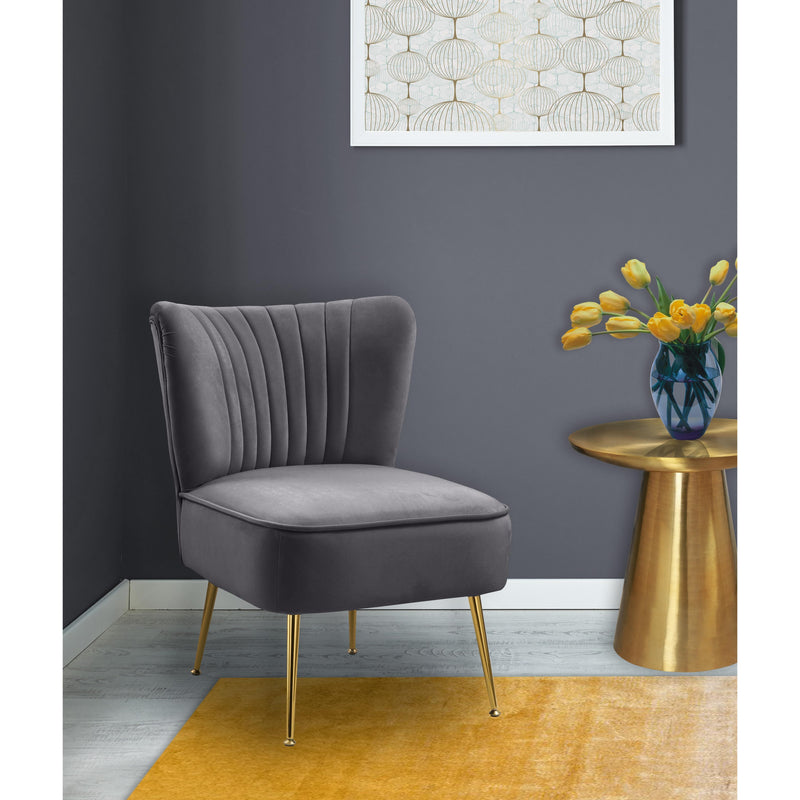 Meridian Tess Grey Velvet Accent Chair IMAGE 4