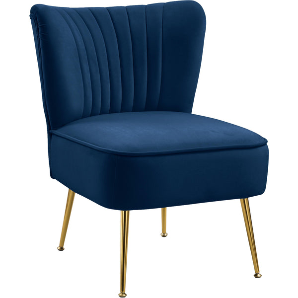 Meridian Tess Navy Velvet Accent Chair IMAGE 1