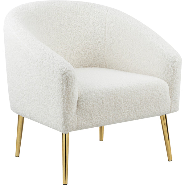 Meridian Barlow White Faux Sheepskin Fur Accent Chair IMAGE 1