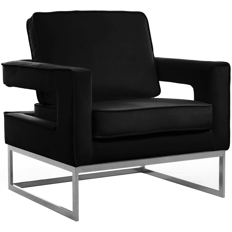 Meridian Noah Black Velvet Accent Chair IMAGE 1