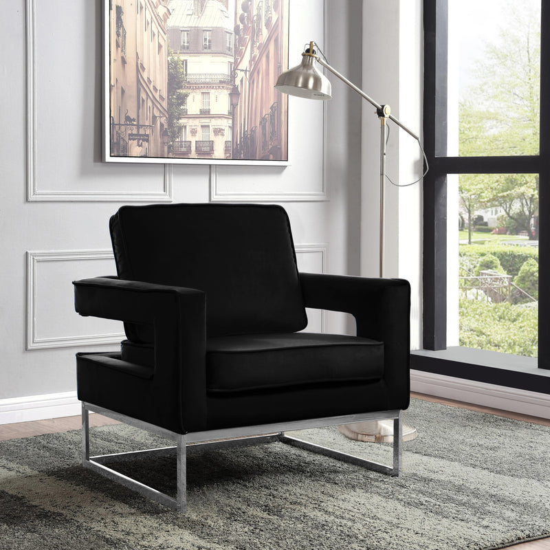 Meridian Noah Black Velvet Accent Chair IMAGE 6