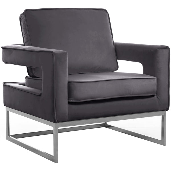 Meridian Noah Grey Velvet Accent Chair IMAGE 1