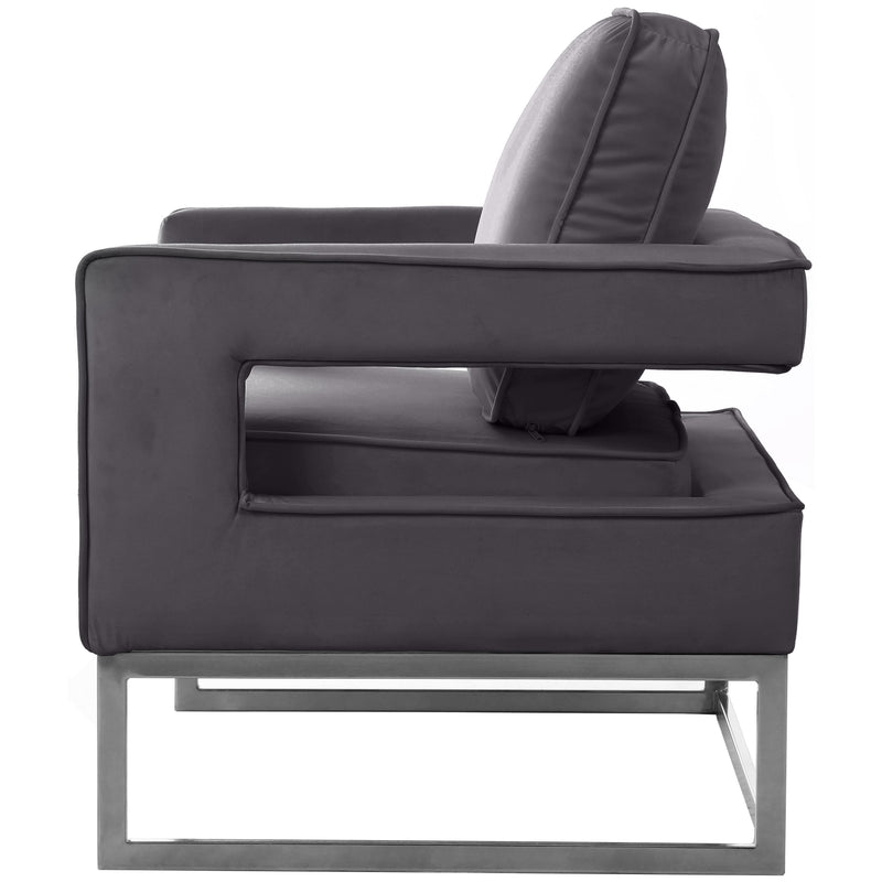 Meridian Noah Grey Velvet Accent Chair IMAGE 3